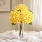 3 Pcs Real Touch Hydrangea Artificial Flowers, 21" Fake Flowers, Yellow by Yastouay