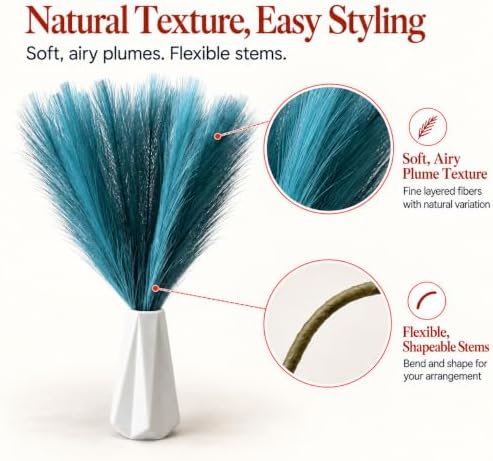 Mandy's 20 Stems Teal Silk Pampas Grass Bouquet - Image 3