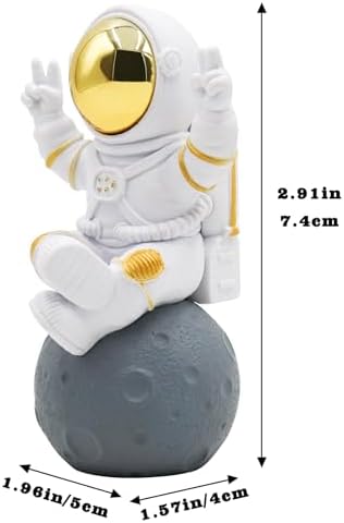 Astronaut Statue Decor, Resin Spaceman Figurine Decorations, Cute Mini Space Figure Ornament, Abstract Aesthetic Decorative Sculpture for Home Office Desk Shelf Tabletop - 2.9 Inch - Image 6