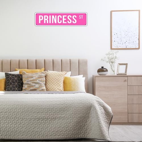"Pink PRINCESS ST" Vintage Metal Tin Sign | Perfect for Girl's Room Decor | Exquisite Wall Art | 16x4 inchesCafe (B75) - Image 3