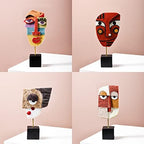 4 PCS - Handcrafted Statues Resin Abstract Sculpture for Home Decor Modern,African Art Tribal Figurines Decorations Items Accents Influencer Picks for Bookshelf,TV Stand,Living Room,Nightstand by HCCMLOVE