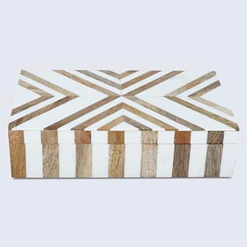 Handicrafts Home Large Decorative Wooden Storage Box with Lid,10x6x2.5 In - Image 4