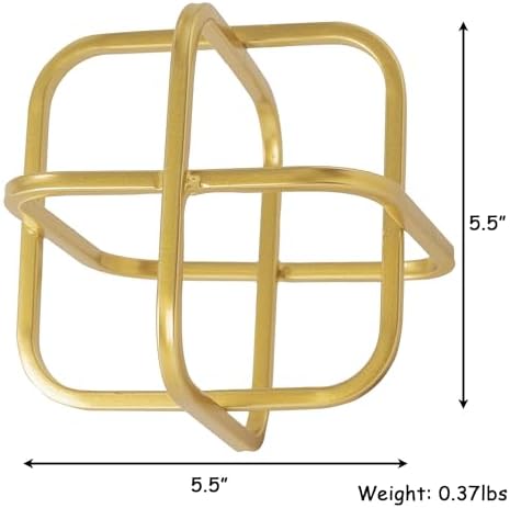 5.5" Gold Metal Geometric Sculpture, Modern Square Decorative Sphere - Image 2