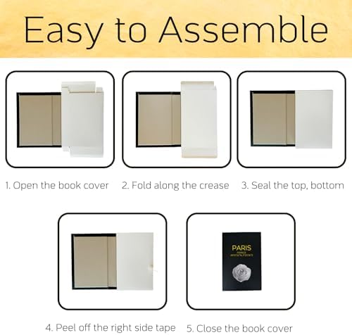 AZEZO Set of 3 Decorative Books for Home Decor – Decorative Hardcover Display Faux Books for Bookshelf and Coffee Table – Black and Gold Foiled – Paris London New York Themed - Image 5