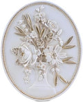 SIKOO Vintage Wall Sculptures White Flower Wall Art Hand Painted Ornate Wall Hanging Decoration Antique Pediment Wall Statue Ornament Decor Gallery for Kitchen Bedroom Living Room by SIKOO