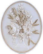 SIKOO Vintage Wall Sculptures White Flower Wall Art Hand Painted Ornate Wall Hanging Decoration Antique Pediment Wall Statue Ornament Decor Gallery for Kitchen Bedroom Living Room by SIKOO