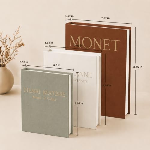 Decorative Books for Home Decor, Set of 3 Linen Fake Books, Brown - Image 4