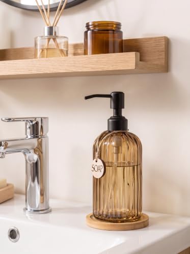 JASAI 18Oz Amber Glass Soap Dispenser with Black Pump for Hand Soap - Image 4