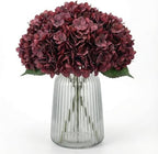6Pcs 13" Dark Red Silk Hydrangea Artificial Flowers by Blooming+Paradise