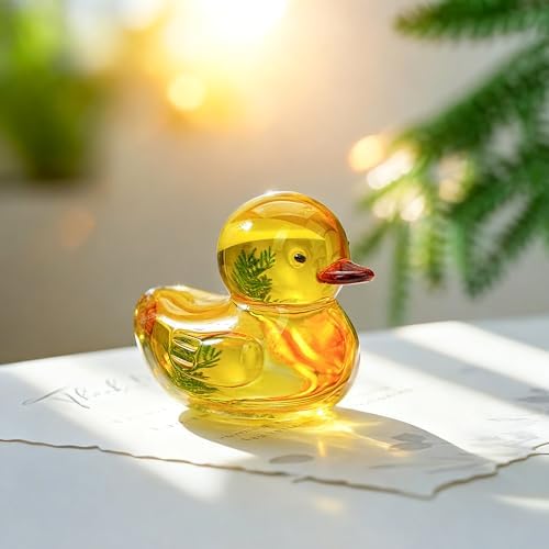Yellow Crystal Glass Duck Figurine Animal Collectible 2.5 Inch Decor - Image 2