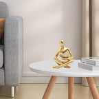 Jinkoozz Gold Reading Women Statue, Thinker Sculptures, Abstract Art Ornament, Modern Aesthetic Figurine Decoration, Suitable for Home Living Room Bedroom Office Shelf Table Desk Bookshelf Decor - Image 5