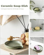 Zoeeker Soap Dish, Ceramic Soap Holder with Waterfall Design for Shower - Image 5