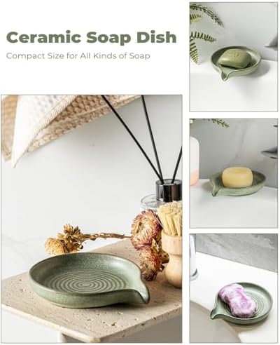 Zoeeker Soap Dish, Ceramic Soap Holder with Waterfall Design for Shower - Image 5