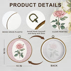 dvhdajed Coquette Pink Rose Round Wall Art Decor, Preppy Floral Framed Canvas Art, Pink Rose Nursery Round Wall Hanging Decor for Girl Room Bedroom Living Room Bathroom, 10x10 Inch - Image 7