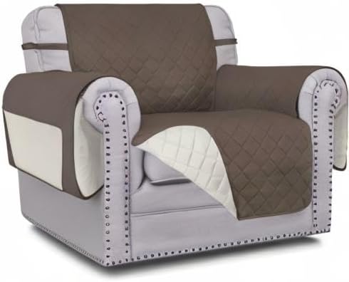 Easy-Going Reversible Couch Cover, Small Chair, Taupe/Ivory | Machine Washable - Image 10