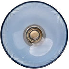 Round Glass Decorative Bowl (Blue), 9.8 Inches Handblown Striped Design Glass Bowl with Rust Resistant Metal Base,Decor Fruit Bowl for Home Decor,Table Centerpiece,Kitchen Island and Dining Decor - Image 2