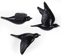 Black 3D Flying Bird Wall Decor Set of 3, Resin Bird Wall Sculptures by SunshineDecor