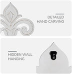 JFY Designs Fleur De Lis Carved Wood Wall Art, White Distress, 13x15 in - Image 5