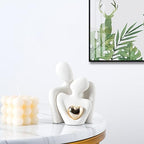 Mini Hugging Couple Statue Ceramic Lover Figurine Home Decor is a Romantic Gift for Her on Wedding Anniversary and Valentines, TV Stand Decoration Knick Knacks for Shelves (White) - Image 5