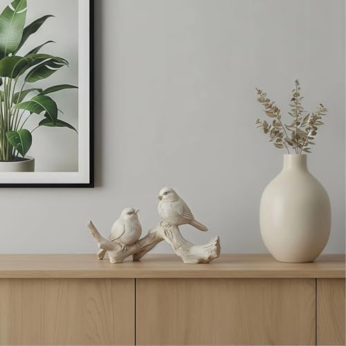 Braxio Bird Figurines Home Decor – Resin Tabletop Cream Love Birds on Branch, Farmhouse Shelf & Desk Accent for Living Room, Bedroom, Office, 6 x 2.3 x 3.4 Inches - Image 3