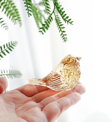 Champagne Crystal Glass Bird Figurine Blown Table Centerpiece Decor - Image 4