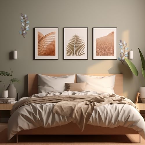 Zhengmy 2 Pcs Metal Leaf Wall Art Vine Branch Decor,Blue Brown Colors - Image 6