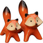 Ceramic Fox Figurines Set of 2, Orange Fox Decor for Home Shelves by Bringingarttoyoureveryday