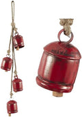Deco 79 Metal Indoor Outdoor Decorative Cow Bells Tibetan Inspired Cascading Meditation Bell with 4 Bells on Jute Hanging Rope, Cow Bell 3" x 3" x 27", Red by Unknown