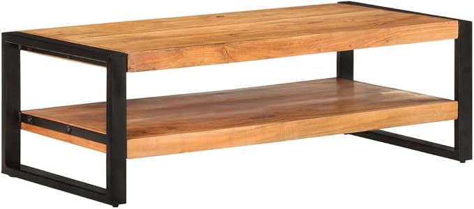 Coffee Table 47.2"x23.6"x15.7" Solid Acacia Wood, Side Table, Center Table - Image 9