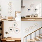 Paquesta 3 Piece Round Farmhouse Wall Decor with 6 Piece Interchangeable Flowers 12'' Medallion Wood & Metal Rustic Wall Art for Living Room Bedroom Kitchen Bathroom Dining Room Home Decorations - Image 5