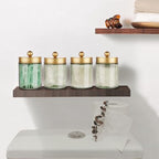 Amolliar Green Glass Apothecary Jar, Qtip Holder Bathroom Decor Gold 4 Pack - Image 4