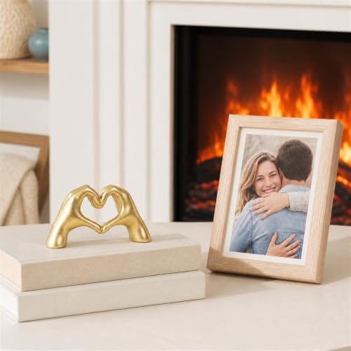 Heart Shaped Hand Statue, Gold Home Decor Accents for Living Room Coffee Table TV Cabinet Bookshelf Office entryway Desktop Shelf Small Sculpture Home Decor. - Image 2