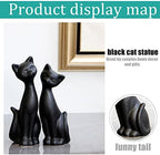 QIANLING 2Pcs Black Cat Statue, Home Decor Mini Cat Figurines, Room Decor Matt Ceramic Small Cat Figurine, Give Cat Figurines for Cat Lovers,Ideal for Interior Decoration Or Couples, Wedding Gifts - Image 5