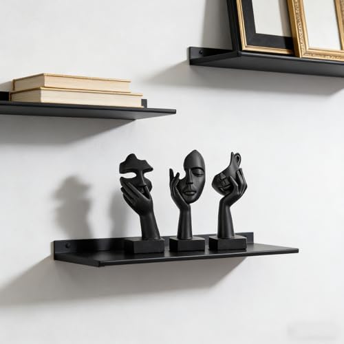 3 Pcs Thinker Small Statue Set - Black Art Abstract Home Accent Figurines for Decor Bedroom, Shelves, Living Room Coffee Table, Office Desktop (3 Pcs Black, 6") - Image 2