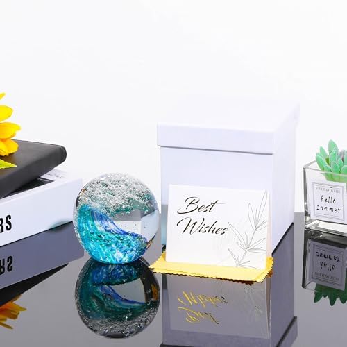 Qianwei Ocean Waves Hand Blown Glass Decor Crystal Ball Sea Figurines Gifts - Image 5