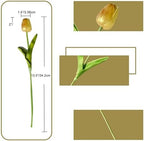 ONLY ART Artificial Gold Tulips 20 Pcs – 13.5 Inch PU Faux Flowers with Bendable Stems for Home Décor, Wedding Centerpieces, DIY Floral Arrangements, New Year and Valentine's Day - Image 2