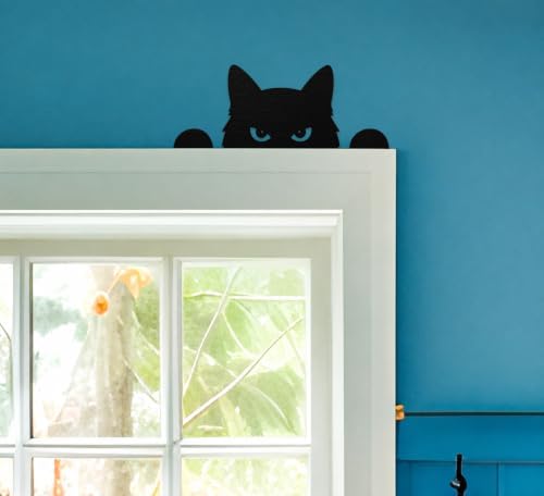 Home Decor Peeking Black Cat Signs Window Decorations by YasmartLife