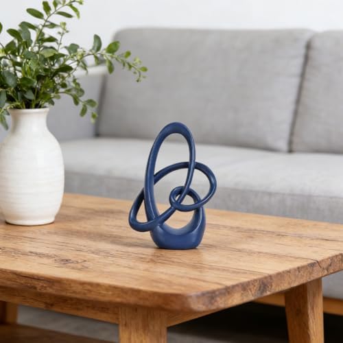 Blue Knot Decor Sculpture,7.1" Modern Abstract Sculptures Home Decor, Resin Statue Tabletop Accent for Coffee Table, Console Table, Shelf, Mantel, Dining Table Centerpiece, Wedding - Image 5