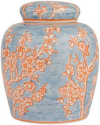 Creative Co-Op Decorative Ceramic Ginger Jar with Lid, Blue - Image 3