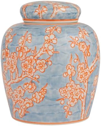 Creative Co-Op Decorative Ceramic Ginger Jar with Lid, Blue - Image 3