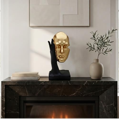Gold Decor Resin Bust Statue Abstract Face Sculpture for Shelf - Image 4
