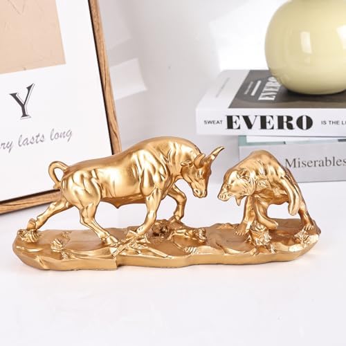 Wall Street Bull Statue, Bull Market and Bear Market Statue, Stock Market Sculpture, Mens Desk decor Day Trading Accessorie, for Office, Desktop, Bookshelf, Study, Home Decor, Financial Advisor Gift - Image 3
