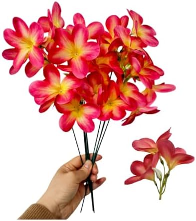 10pcs Pink Artificial Flowers Fake Plumeria with Stems,Silk Flower by Unknown