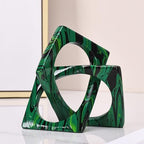 Modern Geometric Sculpture Emerald Green Knot Statue Decor, Home Bookcase Centerpiece Jax Decorative, Tabletop Sculpture and Figurines for Home Decor Accent, Cube Decorative - Image 4