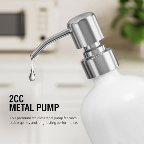 MOMEEMO Soap Dispenser for Kitchen Sink, White & Silver - Image 4