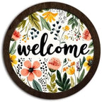 CFFJLHN Farmhouse Floral Welcome Sign Wall Art Round Wooden Decor by Unknown