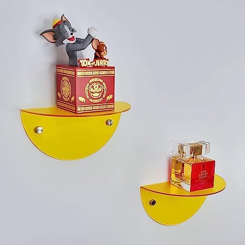 ROYALITA 2-Pack Small Acrylic Shelves Room Decor Floating Shelves, Yellow - Image 5