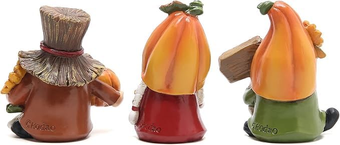 Hodao Thanksgiving Decorations Indoor - Resin Fall Gnome Figurines with Pumpkin and Sunflower, Harvest Autumn Table Decor, for Family and Friends, Holiday Thanksgiving Centerpiece - Image 7