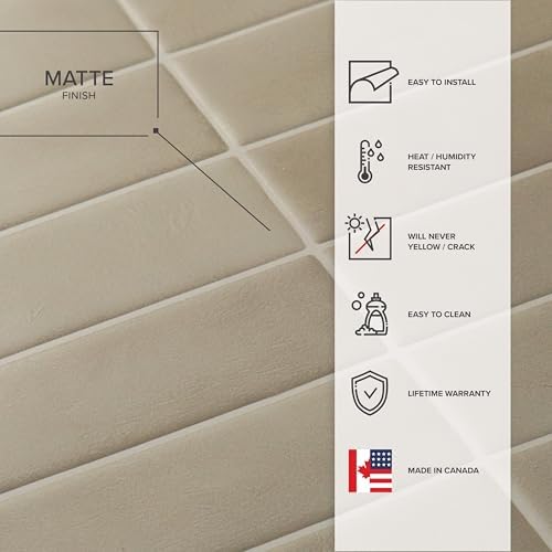 Smart Tiles Peel and Stick backsplash, Stacked Taupe Beige, 11.43"x9" - Image 6