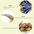 LIFFY Gold Wall Decor,3D Multi-layer Metal Flower Wall Decor, Metal Butterfly Wall Decor Glass Outdoor Wall Art Sculptures and Crescent Moon Floral Art for Kitchen Bedroom Living Room Garden Patio - Image 2